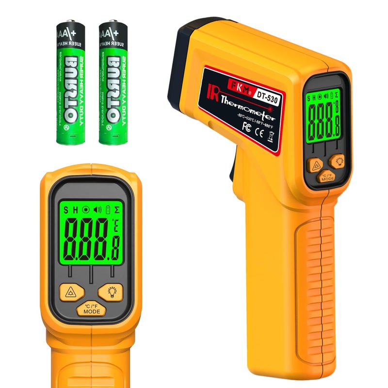 FKM Infrared Thermometer Gun Non-Contact Laser Temperature Gun,-58°F~986°F,AdjustableEmissivity,Digital IR Thermometer Gun for Cooking,Griddle,Pizza Oven,BBQ,HVAC,Automotive,Industrial,Not for Human - Image 1
